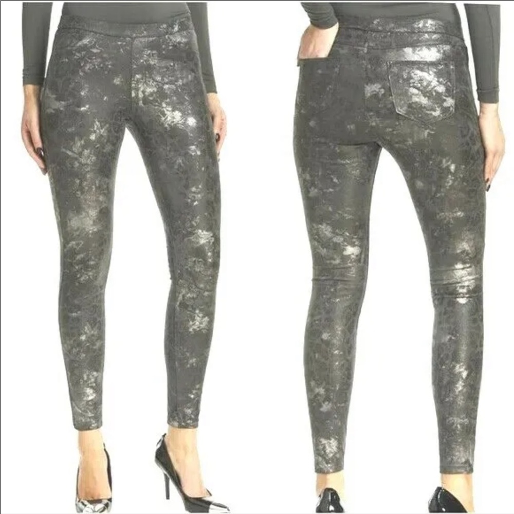 Silver pewter jeans leggings leggings by HUE XS unique fun